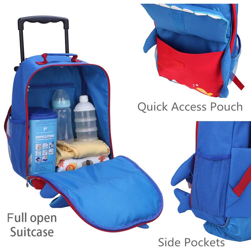 yodo Zoo 3-Way Kids Suitcase Luggage or Toddler Rolling Backpack with wheels, Medium Shark - Image 2